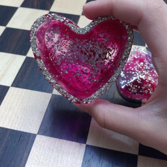 Pink Heart Box with Silver Flakes.💖 - Picture 2 of 9
